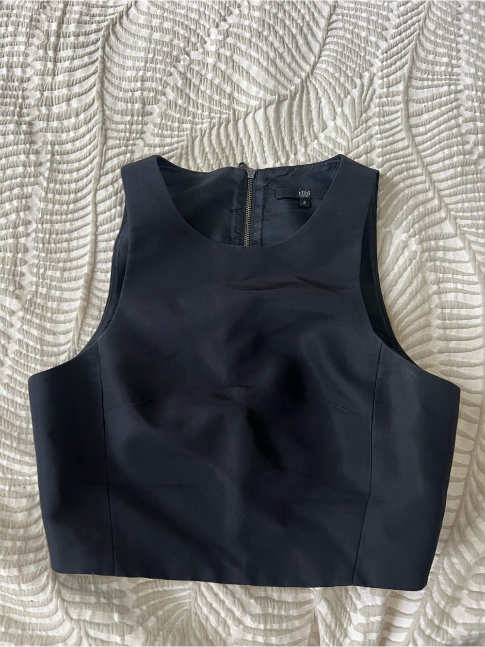 Tibi Black Sleeveless Crop Shell